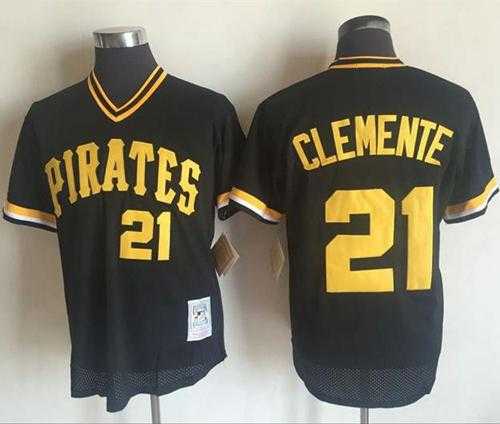 Mitchell and Ness 1982 Pittsburgh Pirates #21 Roberto Clemente Stitched Black Throwback MLB Jersey