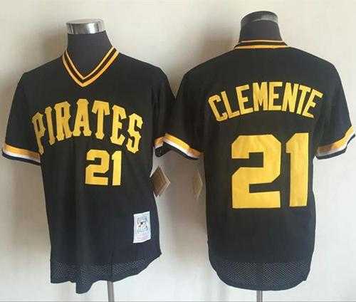 Mitchell and Ness 1982 Pittsburgh Pirates #21 Roberto Clemente Stitched Black Throwback MLB Jersey Mitchell and Ness 1982 Pittsburgh Pirates #21 Roberto Clemente Stitched Black Throwback MLB Jersey