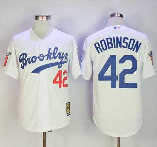 Mitchell and Ness Los Angeles Dodgers #42 Jackie Robinson Stitched White Throwback MLB Jersey