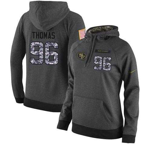 NFL Women's Nike San Francisco 49ers #96 Solomon Thomas Stitched Black Anthracite Salute to Service Player Performance Hoodie