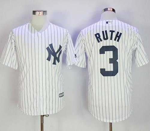 New York Yankees #3 Babe Ruth White Strip New Cool Base Stitched MLB Jersey
