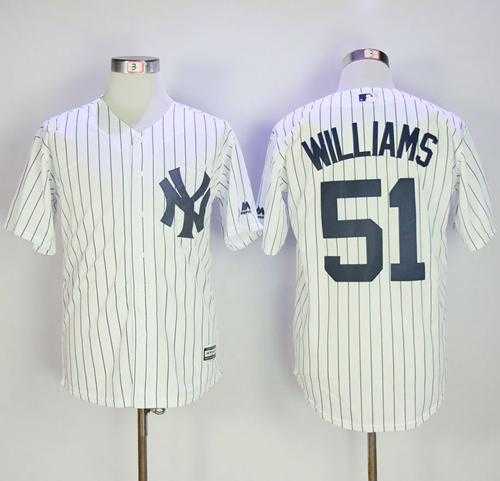 New York Yankees #51 Bernie Williams White Strip New Cool Base Stitched MLB Jersey