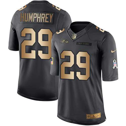 Nike Baltimore Ravens #29 Marlon Humphrey Black Men's Stitched NFL Limited Gold Salute To Service Jersey Nike Baltimore Ravens #29 Marlon Humphrey Black Men's Stitched NFL Limited Gold Salute To Service Jersey