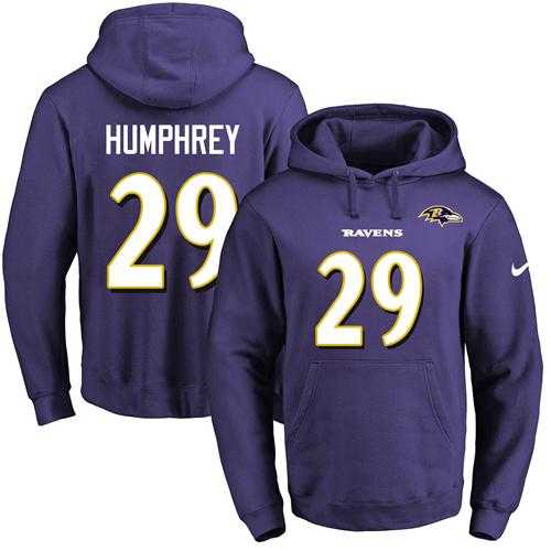 Nike Baltimore Ravens #29 Marlon Humphrey Purple Name & Number Pullover NFL Hoodie