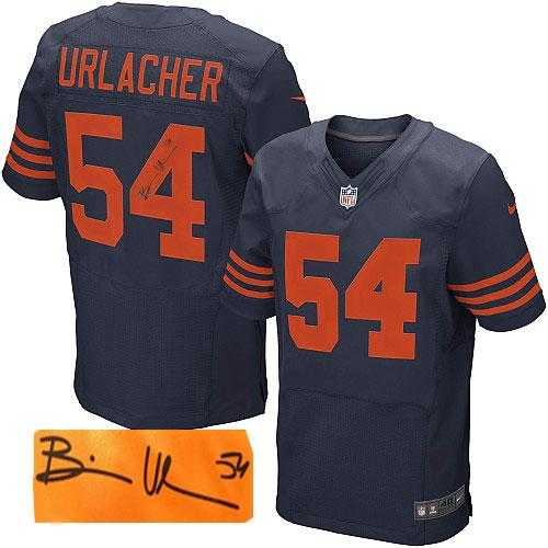 Nike Chicago Bears #54 Brian Urlacher Navy Blue Alternate Men's Stitched NFL Elite Autographed Jersey