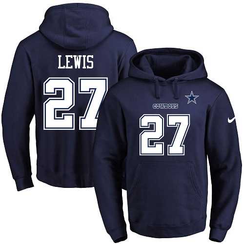 Nike Dallas Cowboys #27 Jourdan Lewis Navy Blue Name & Number Pullover NFL Hoodie