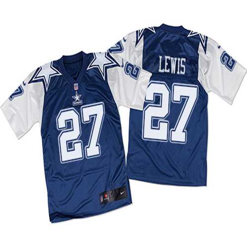 Nike Dallas Cowboys #27 Jourdan Lewis Navy Blue White Throwback Men's Stitched NFL Elite Jersey