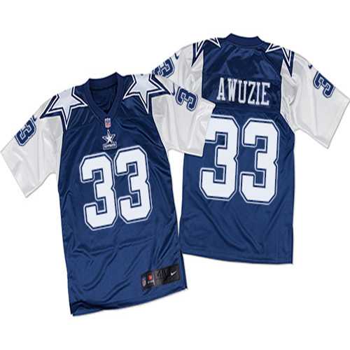 Nike Dallas Cowboys #33 Chidobe Awuzie Navy Blue White Throwback Men's Stitched NFL Elite Jersey