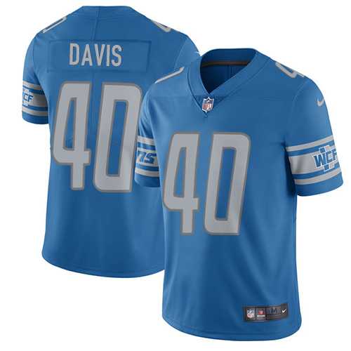 Nike Detroit Lions #40 Jarrad Davis Blue Team Color Men's Stitched NFL Vapor Untouchable Limited Jersey