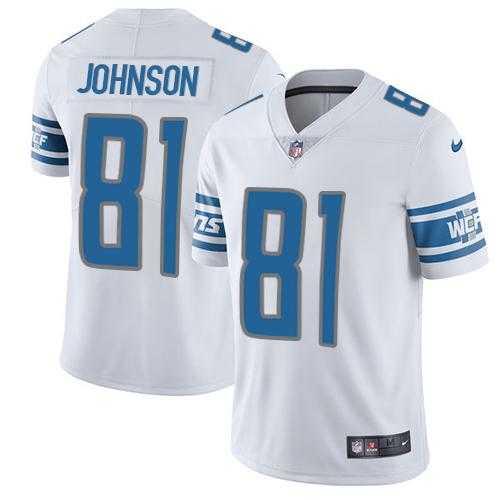 Nike Detroit Lions #81 Calvin Johnson White Men's Stitched NFL Vapor Untouchable Limited Jersey