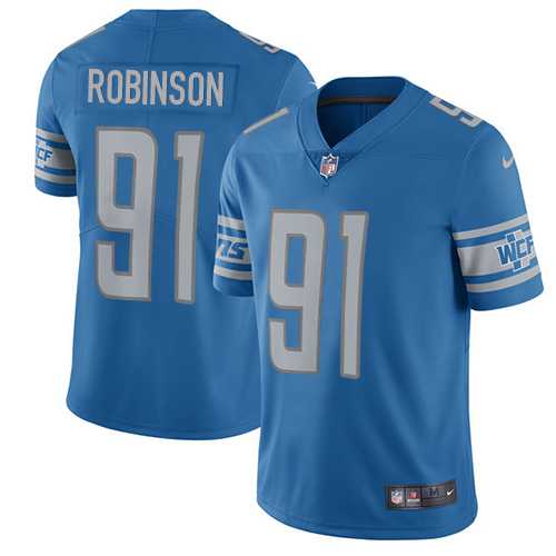 Nike Detroit Lions #91 A'Shawn Robinson Blue Team Color Men's Stitched NFL Vapor Untouchable Limited Jersey