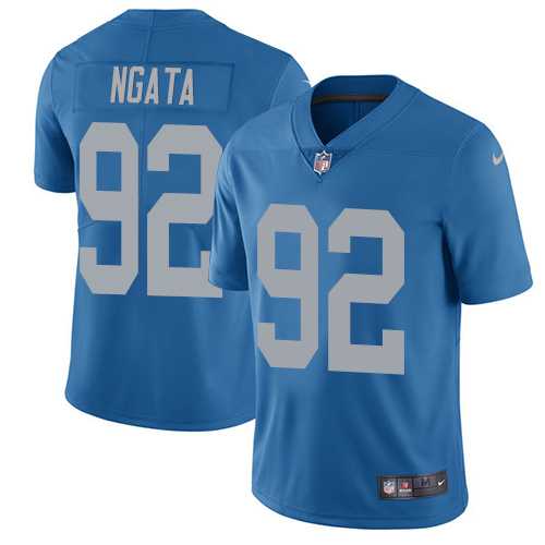 Nike Detroit Lions #92 Haloti Ngata Blue Throwback Men's Stitched NFL Vapor Untouchable Limited Jersey