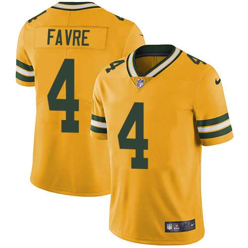 Nike Green Bay Packers #4 Brett Favre Yellow Men's Stitched NFL Limited Rush Jersey