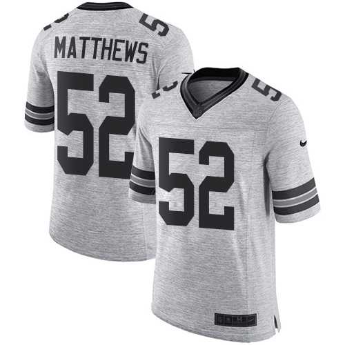 Nike Green Bay Packers #52 Clay Matthews Gray Men's Stitched NFL Limited Gridiron Gray II Jersey Nike Green Bay Packers #52 Clay Matthews Gray Men's Stitched NFL Limited Gridiron Gray II Jersey