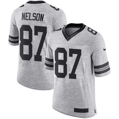 Nike Green Bay Packers #87 Jordy Nelson Gray Men's Stitched NFL Limited Gridiron Gray II Jersey