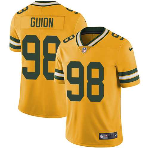 Nike Green Bay Packers #98 Letroy Guion Yellow Men's Stitched NFL Limited Rush Jersey