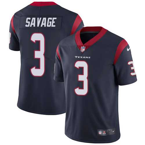 Nike Houston Texans #3 Tom Savage Navy Blue Team Color Men's Stitched NFL Vapor Untouchable Limited Jersey