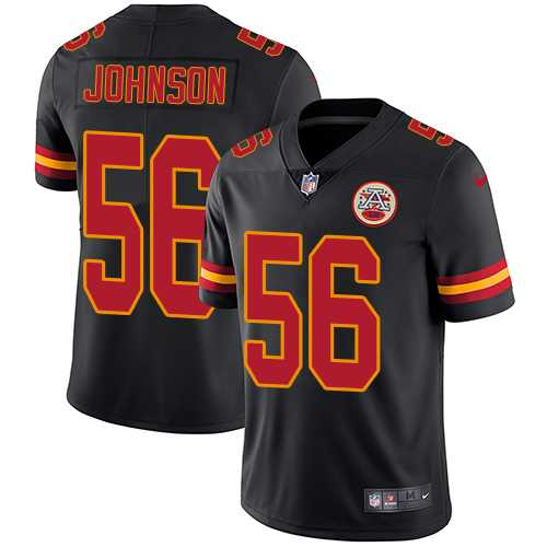 Nike Kansas City Chiefs #56 Derrick Johnson Black Men's Stitched NFL Limited Rush Jersey