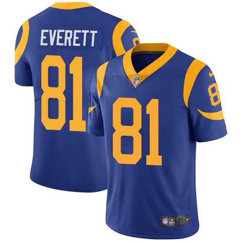 Nike Los Angeles Rams #81 Gerald Everett Royal Blue Alternate Men's Stitched NFL Vapor Untouchable Limited Jersey Nike Los Angeles Rams #81 Gerald Everett Royal Blue Alternate Men's Stitched NFL Vapor Untouchable Limited Jersey