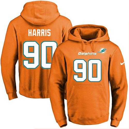 Nike Miami Dolphins #90 Charles Harris Orange Name & Number Pullover NFL Hoodie