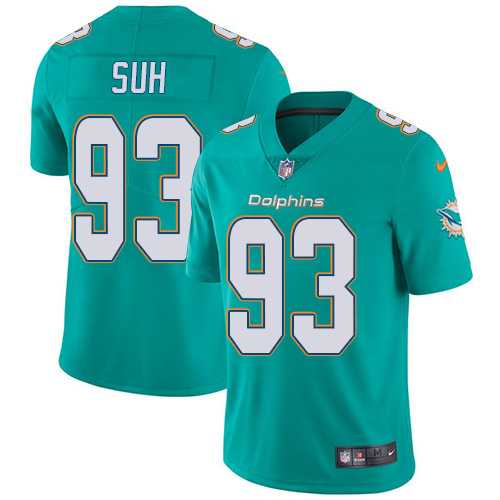 Nike Miami Dolphins #93 Ndamukong Suh Aqua Green Team Color Men's Stitched NFL Vapor Untouchable Limited Jersey