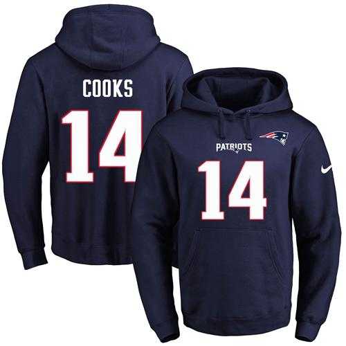 Nike New England Patriots #14 Brandin Cooks Navy Blue Name & Number Pullover NFL Hoodie