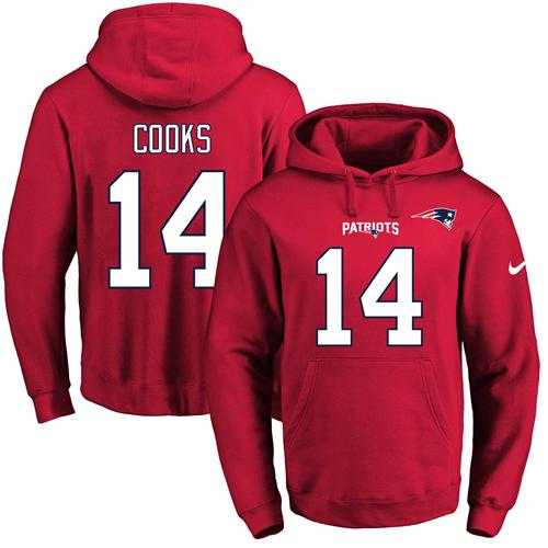 Nike New England Patriots #14 Brandin Cooks Red Name & Number Pullover NFL Hoodie