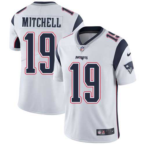 Nike New England Patriots #19 Malcolm Mitchell White Men's Stitched NFL Vapor Untouchable Limited Jersey