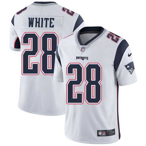 Nike New England Patriots #28 James White White Men's Stitched NFL Vapor Untouchable Limited Jersey
