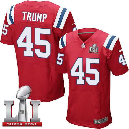 Nike New England Patriots #45 Donald Trump Red Alternate Super Bowl LI 51 Men's Stitched NFL Elite Jersey