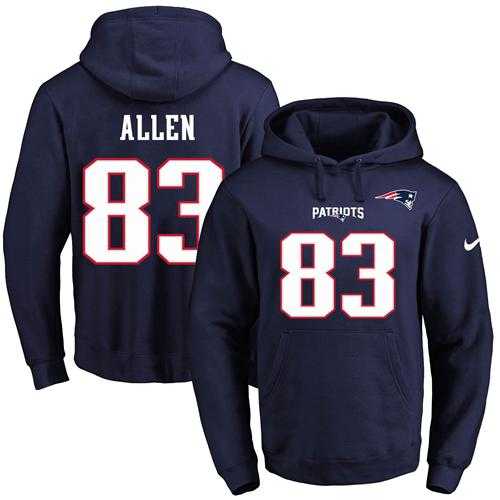 Nike New England Patriots #83 Dwayne Allen Navy Blue Name & Number Pullover NFL Hoodie