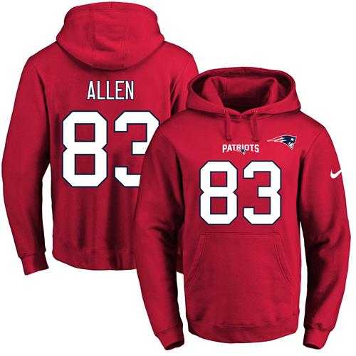 Nike New England Patriots #83 Dwayne Allen Red Name & Number Pullover NFL Hoodie