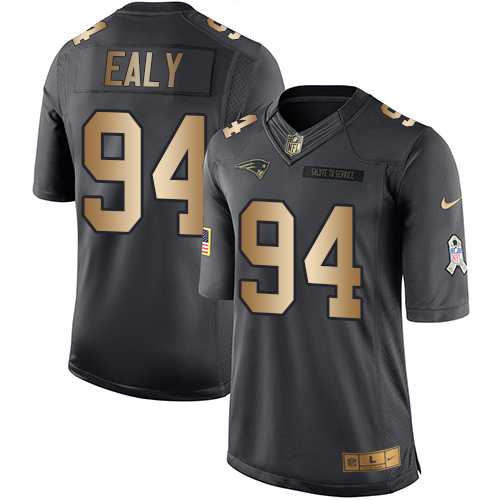 Nike New England Patriots #94 Kony Ealy Black Men's Stitched NFL Limited Gold Salute To Service Jersey