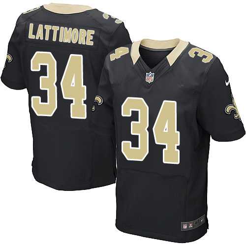 Nike New Orleans Saints #34 Marshon Lattimore Black Team Color Men's Stitched NFL Elite Jersey