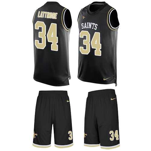 Nike New Orleans Saints #34 Marshon Lattimore Black Team Color Men's Stitched NFL Limited Tank Top Suit Jersey