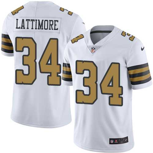 Nike New Orleans Saints #34 Marshon Lattimore White Men's Stitched NFL Limited Rush Jersey