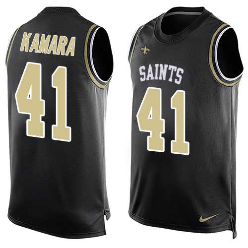 Nike New Orleans Saints #41 Alvin Kamara Black Team Color Men's Stitched NFL Limited Tank Top Jersey