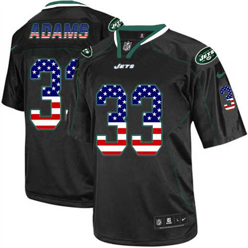 Nike New York Jets #33 Jamal Adams Black Men's Stitched NFL Elite USA Flag Fashion Jersey