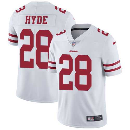 Nike San Francisco 49ers #28 Carlos Hyde White Men's Stitched NFL Vapor Untouchable Limited Jersey