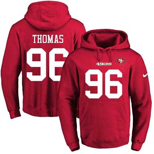 Nike San Francisco 49ers #96 Solomon Thomas Red Name & Number Pullover NFL Hoodie