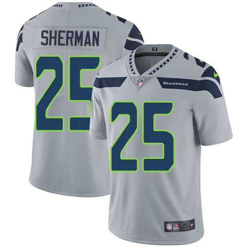 Nike Seattle Seahawks #25 Richard Sherman Grey Alternate Men's Stitched NFL Vapor Untouchable Limited Jersey