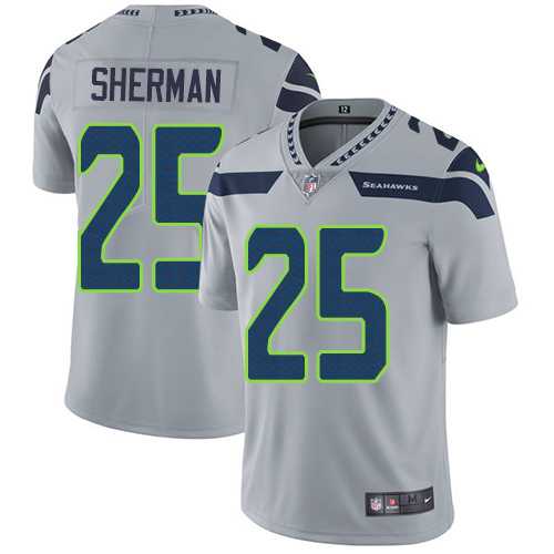 Nike Seattle Seahawks #25 Richard Sherman Grey Alternate Men's Stitched NFL Vapor Untouchable Limited Jersey Nike Seattle Seahawks #25 Richard Sherman Grey Alternate Men's Stitched NFL Vapor Untouchable Limited Jersey