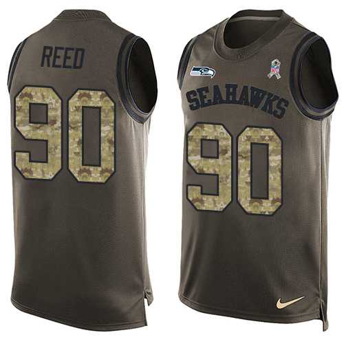 Nike Seattle Seahawks #90 Jarran Reed Green Men's Stitched NFL Limited Salute To Service Tank Top Jersey