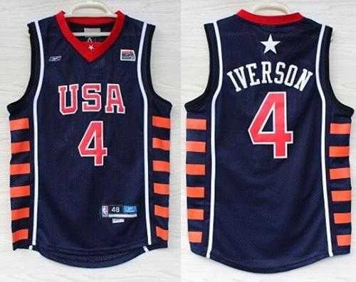 Nike Team USA #4 Allen Iverson Navy Blue 2004 Dream Team Stitched NBA Jersey