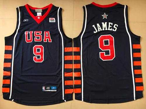 Nike Team USA #9 LeBron James Navy Blue 2004 Dream Team Stitched NBA Jersey