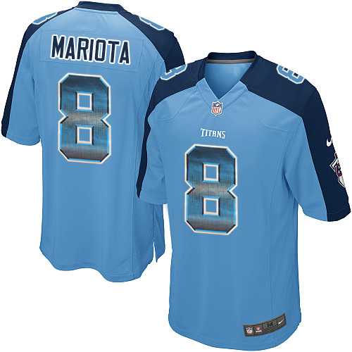 Nike Tennessee Titans #8 Marcus Mariota Light Blue Team Color Men's Stitched NFL Limited Strobe Jersey