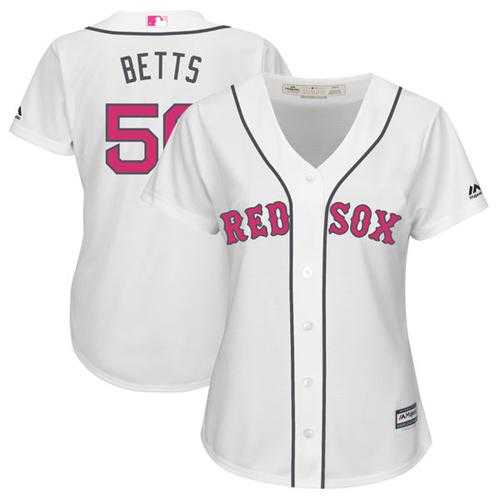 Women's Boston Red Sox #50 Mookie Betts White Mother's Day Cool Base Stitched MLB Jersey