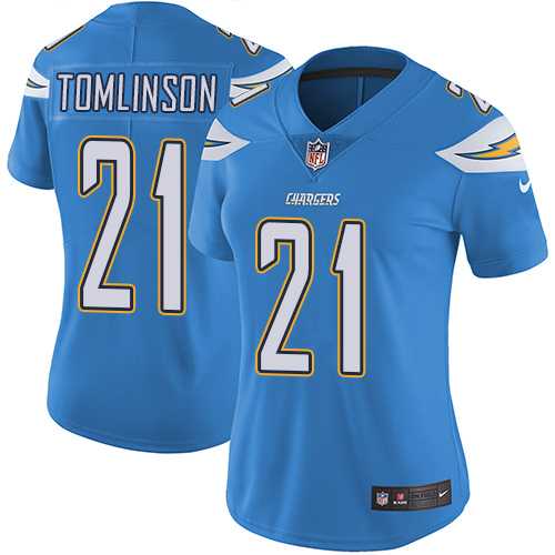 Women's Los Angeles Chargers #21 LaDainian Tomlinson Electric Blue Alternate Stitched NFL Vapor Untouchable Limited Jersey