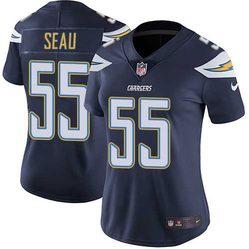 Women's Los Angeles Chargers #55 Junior Seau Navy Blue Team Color Stitched NFL Vapor Untouchable Limited Jersey