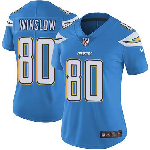 Women's Los Angeles Chargers #80 Kellen Winslow Electric Blue Alternate Stitched NFL Vapor Untouchable Limited Jersey